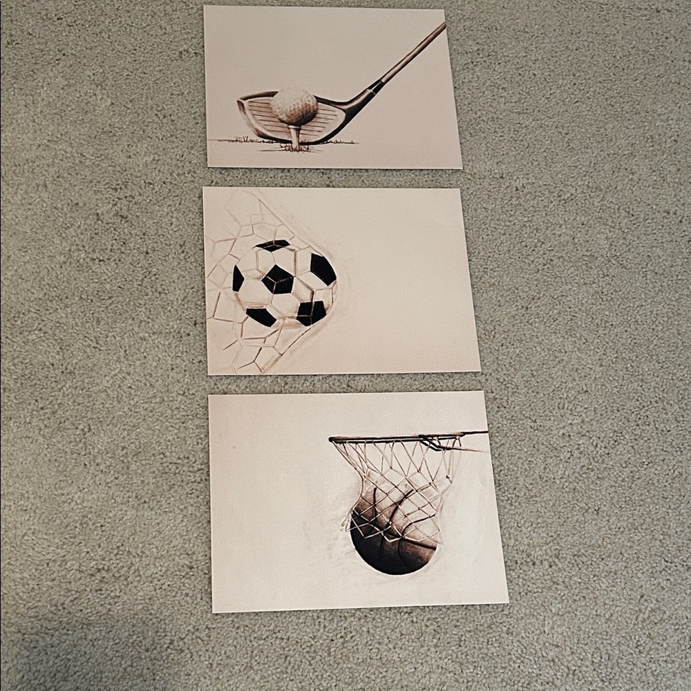 Sports Art Prints Set - 8 x 10